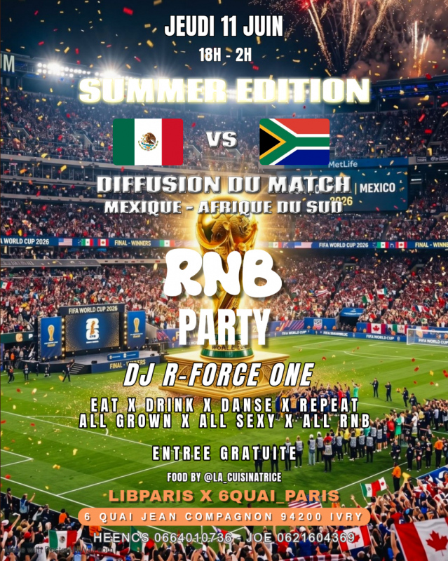 Rnb Party | Jeudi 11 Juin | Fan Zone Coupe Du Monde | Summer Edition