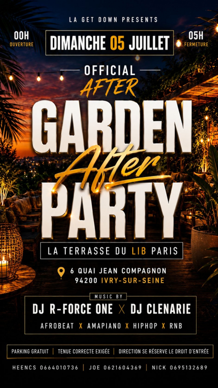 Garden After Party | Dim 28 Juin | Fan Zone Coupe Du Monde | Summer Edition