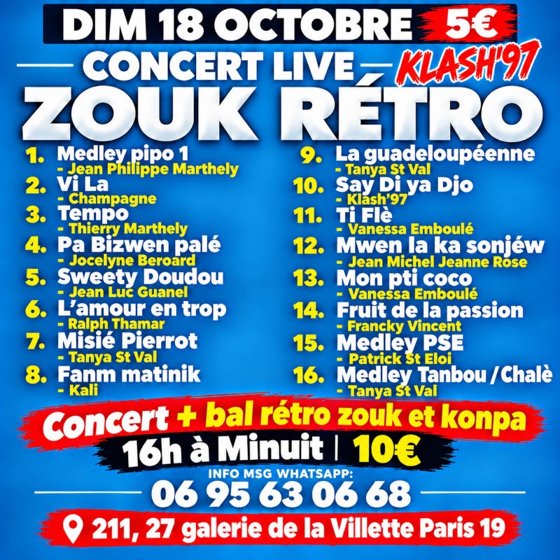 Concert Zouk Rétro + Bal Dansant