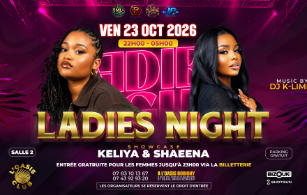 🌴💖ladies Night — Vendredi 23 Octobre 🔥💖sha Eena 🎧 Dj K-Limix 🕙 22h00 — 05h00 🎟️ Entrée Gratuite Pour